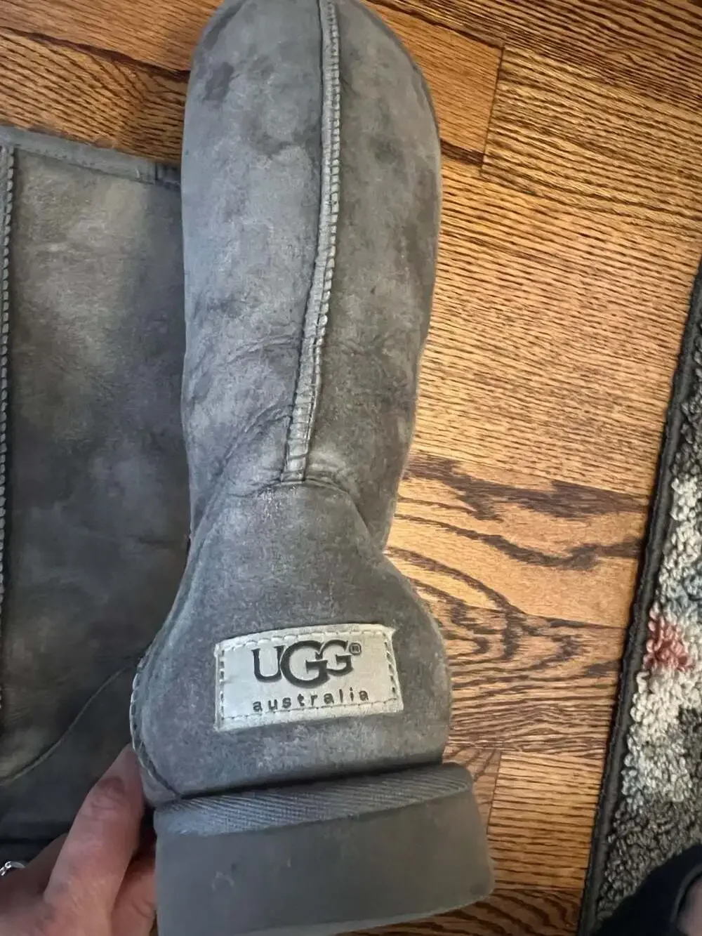 UGG Australia Classic Tall Boots Grey Suede Sheepskin Women's Size 7